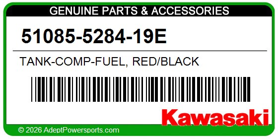 Kawasaki 51085-5284-19E Tank-Comp-Fuel, Red/Black