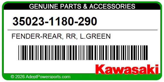 Kawasaki 35023-1180-290 Fender-Rear, Rr, L.Green
