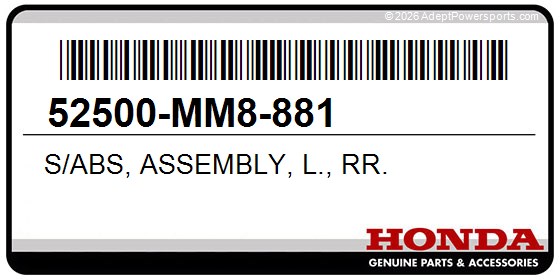 Honda 52500-MM8-881 S/Abs, Assembly, L., Rr.