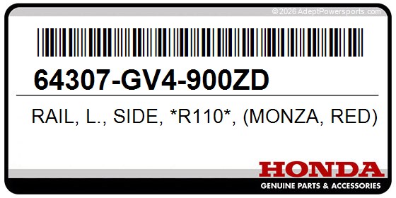 Honda 64307-GV4-900ZD Rail, L., Side, *R110*, (Monza, Red)