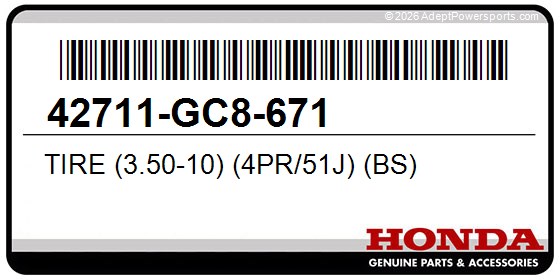 Honda 42711-GC8-671 Tire (3.50-10) (4Pr/51J) (Bs)
