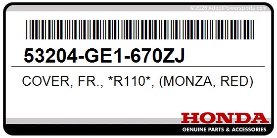 Honda 53204-GE1-670ZJ Cover, Fr., *R110*, (Monza, Red)