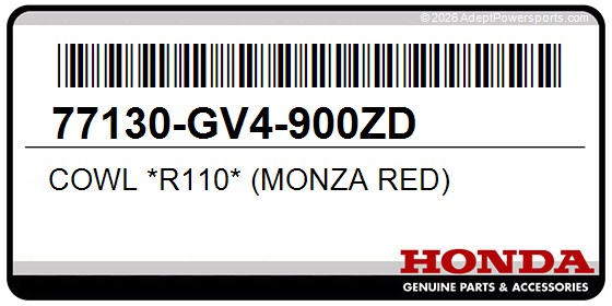 Honda 77130-GV4-900ZD Cowl *R110* (Monza Red)