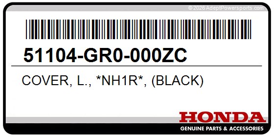 Honda 51104-GR0-000ZC Cover, L., *Nh1r*, (Black)