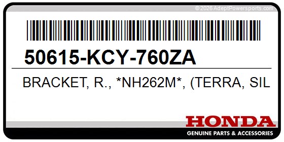 Honda 50615-KCY-760ZA Bracket, R., *Nh262m*, (Terra, Silver, Metallic)