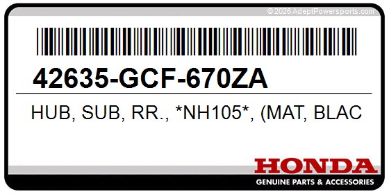 Honda 42635-GCF-670ZA Hub, Sub, Rr., *Nh105*, (Mat, Black)