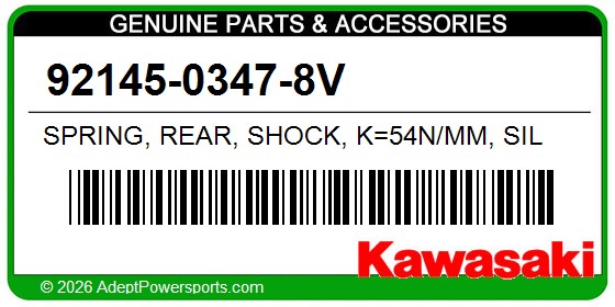 Kawasaki 92145-0347-8V Spring, Rear, Shock, K=54N/Mm, Sil