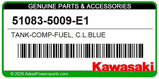 Kawasaki 51083-5009-E1 Tank-Comp-Fuel, C.L.Blue