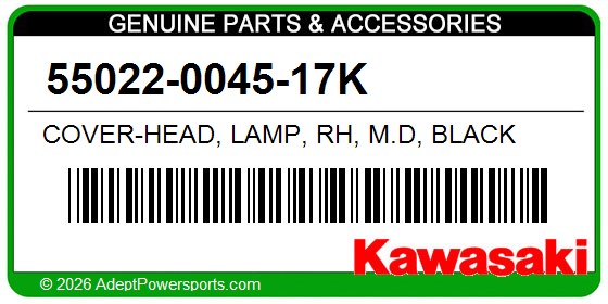 Kawasaki 55022-0045-17K Cover-Head, Lamp, Rh, M.D, Black