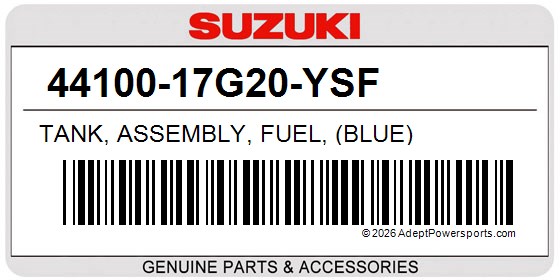 Suzuki 44100-17G20-YSF Tank, Assembly, Fuel, (Blue)