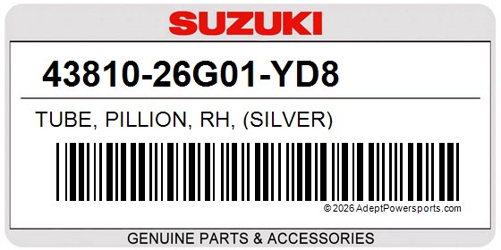 Suzuki 43810-26G01-YD8 Tube, Pillion, Rh, (Silver)