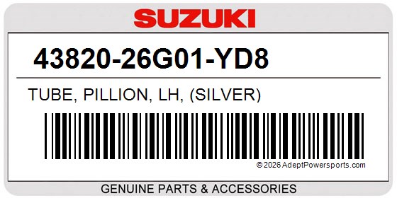 Suzuki 43820-26G01-YD8 Tube, Pillion, Lh, (Silver)