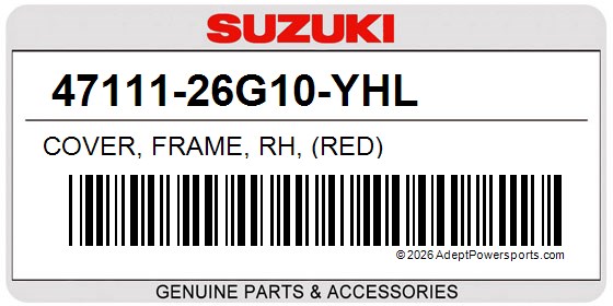 Suzuki 47111-26G10-YHL Cover, Frame, Rh, (Red)