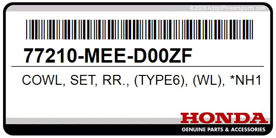 Honda 77210-MEE-D00ZF Cowl, Set, Rr., (Type6), (Wl), *Nh1e*, (Black)
