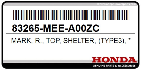 Honda 83265-MEE-A00ZC Mark, R., Top, Shelter, (Type3), *Nh1e*, (Black)