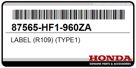 Honda 87565-HF1-960ZA Label (R109) (Type1)