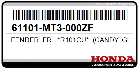 Honda 61101-MT3-000ZF Fender, Fr., *R101cu*, (Candy, Glory, Red-U)