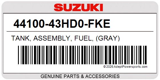 Suzuki 44100-43HD0-FKE Tank, Assembly, Fuel, (Gray)
