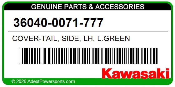 Kawasaki 36040-0071-777 Cover-Tail, Side, Lh, L.Green