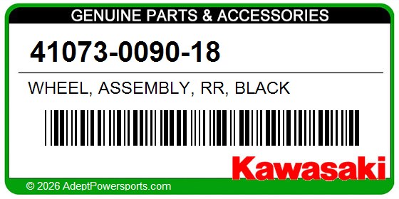 Kawasaki 41073-0090-18 Wheel, Assembly, Rr, Black