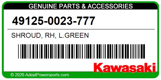 Kawasaki 49125-0023-777 Shroud, Rh, L.Green
