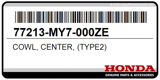 Honda 77213-MY7-000ZE Cowl, Center, (Type2)