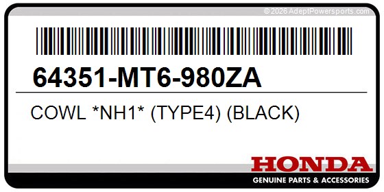 Honda 64351-MT6-980ZA Cowl *Nh1* (Type4) (Black)