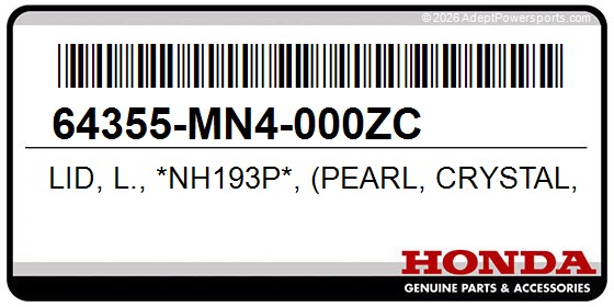 Honda 64355-MN4-000ZC Lid, L., *Nh193p*, (Pearl, Crystal, White)