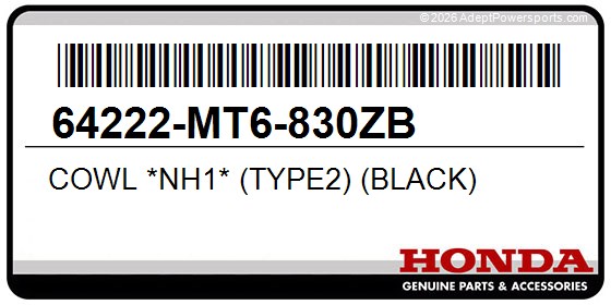 Honda 64222-MT6-830ZB Cowl *Nh1* (Type2) (Black)