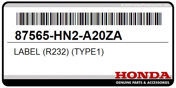 Honda 87565-HN2-A20ZA Label (R232) (Type1)