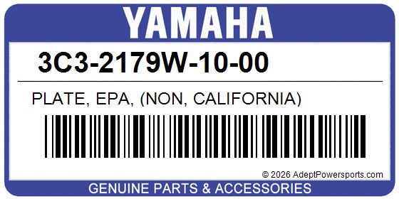 Yamaha 3C3-2179W-10-00 Plate, Epa, (Non, California)