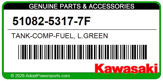 Kawasaki 51082-5317-7F Tank-Comp-Fuel, L.Green