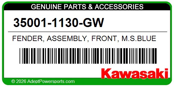Kawasaki 35001-1130-GW Fender, Assembly, Front, M.S.Blue