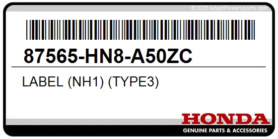 Honda 87565-HN8-A50ZC Label (Nh1) (Type3)