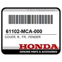 Honda 61102-MCA-000 Cover, R., Fr., Fender