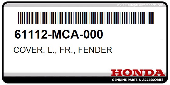 Honda 61112-MCA-000 Cover, L., Fr., Fender