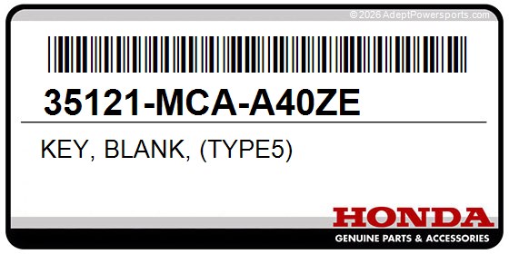 Honda 35121-MCA-A40ZE Key, Blank, (Type5)