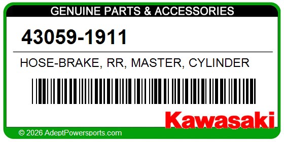 Kawasaki 43059-1911 Hose-Brake, Rr, Master, Cylinder