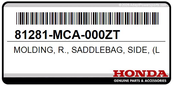 Honda 81281-MCA-000ZT Molding, R., Saddlebag, Side, (Lower), *Pb356m*, (Nova, Blue, Metallic)