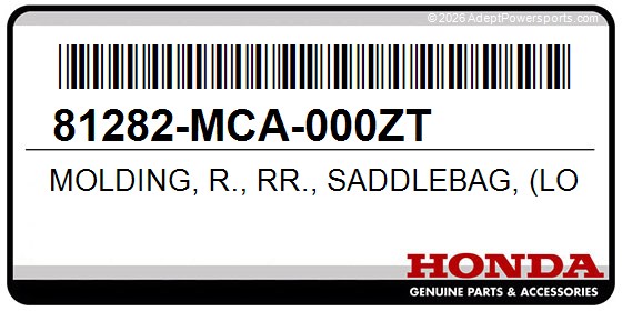 Honda 81282-MCA-000ZT Molding, R., Rr., Saddlebag, (Lower), *Pb356m*, (Nova, Blue, Metallic)