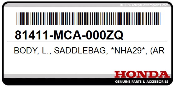 Honda 81411-MCA-000ZQ Body, L., Saddlebag, *Nha29*, (Arctic, White)