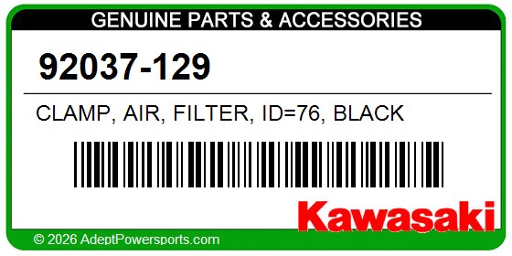 Kawasaki 92037-129 Clamp, Air, Filter, Id=76, Black