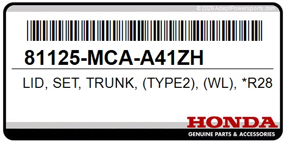 Honda 81125-MCA-A41ZH Lid, Set, Trunk, (Type2), (Wl), *R287*, (Bloodstone, Red, Metallic)