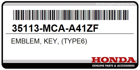Honda 35113-MCA-A41ZF Emblem, Key, (Type6)