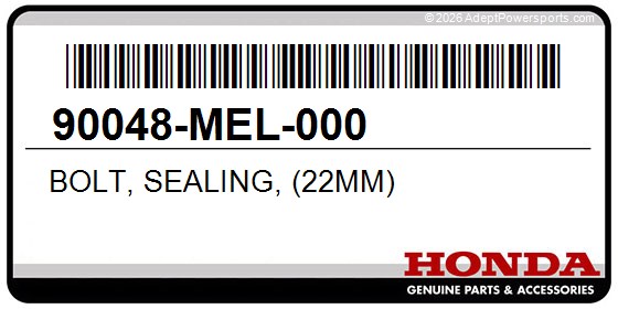 Honda 90048-MEL-000 Bolt, Sealing, (22Mm)