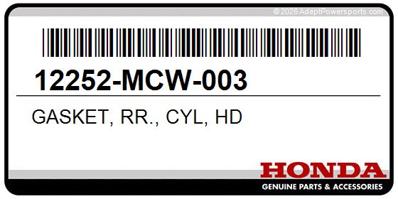 Honda 12252-MCW-003 Gasket, Rr., Cyl, Hd