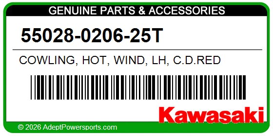 Kawasaki 55028-0206-25T Cowling, Hot, Wind, Lh, C.D.Red