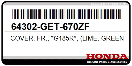 Honda 64302-GET-670ZF Cover, Fr., *G185r*, (Lime, Green)