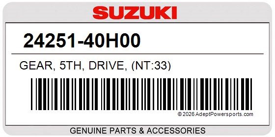 Suzuki 24251-40H00 Gear, 5Th, Drive, (Nt:33)