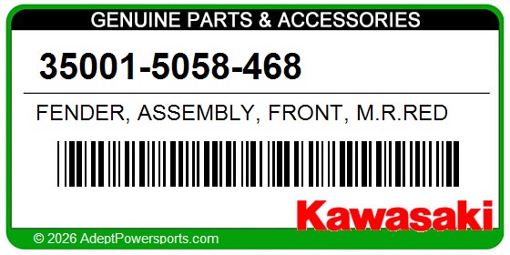 Kawasaki 35001-5058-468 Fender, Assembly, Front, M.R.Red